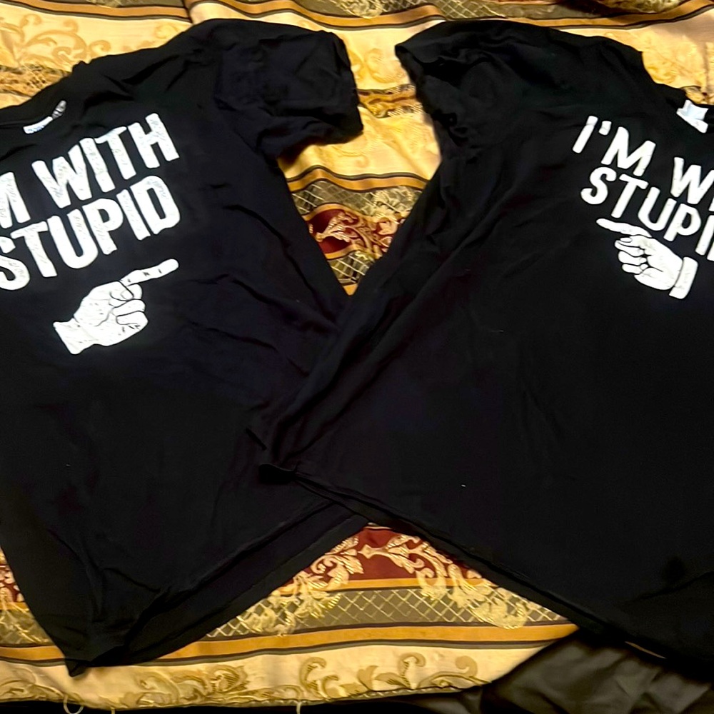 🔥#LOL "IM WITH STUPID " BUNDLE OF 2 COMEDY SHIRTS!! FUNNY TWINNING!!